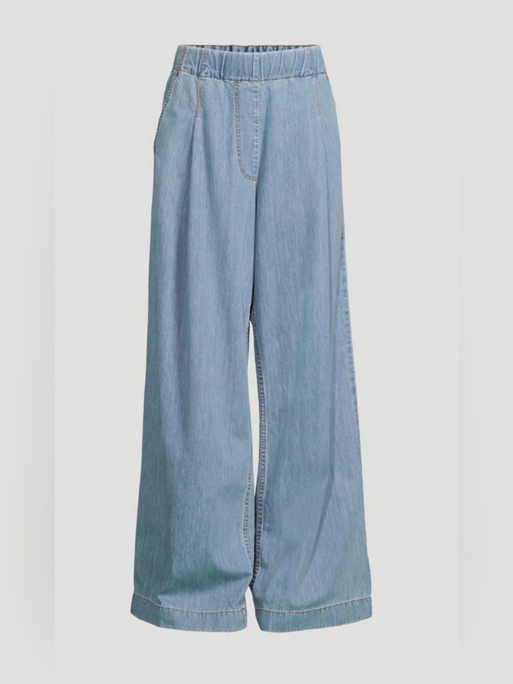 Dries Van Noten Pila Wide Leg Chambray Pleated Jeans Size Small